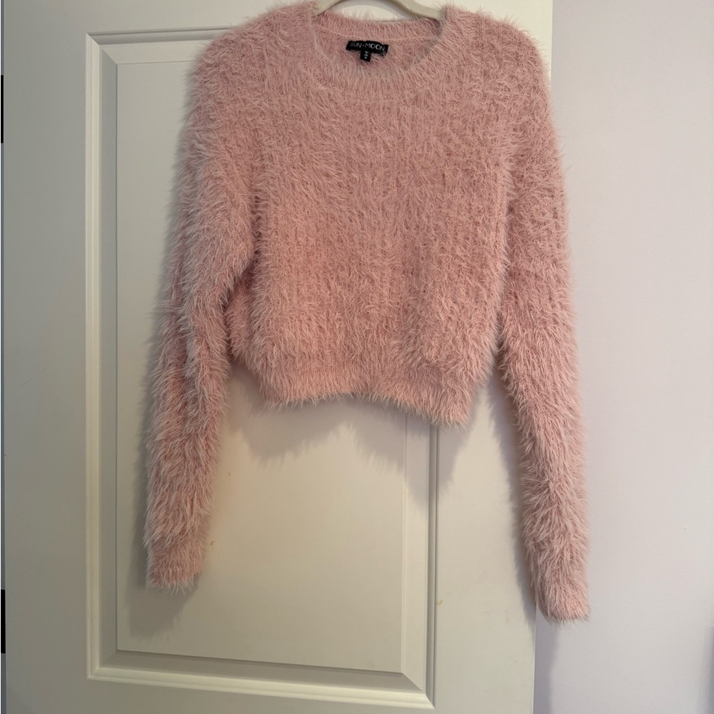 Sun + Moon Soft Pink Fuzzy Knit